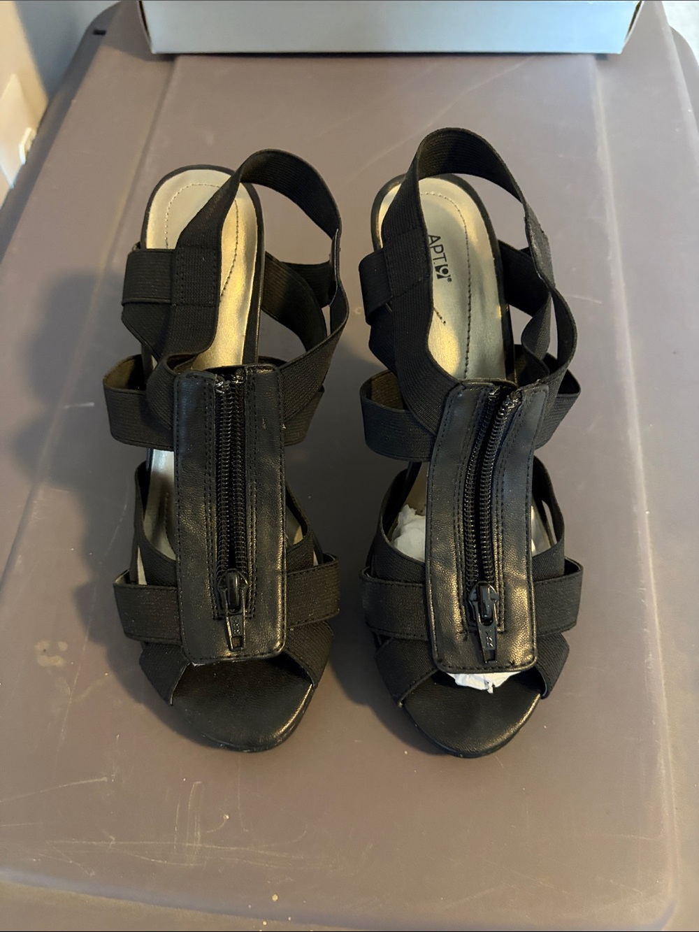 Apt. 9 Black Strappy Front-Zip Women's Heels